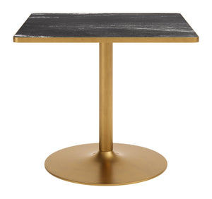 Caliza Square Dining Table Sintered Stone Top Steel Base Seats Four Modern Glam Style
