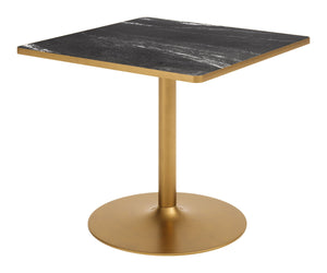 Caliza Square Dining Table Sintered Stone Top Steel Base Seats Four Modern Glam Style