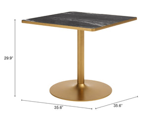 Caliza Square Dining Table Sintered Stone Top Steel Base Seats Four Modern Glam Style