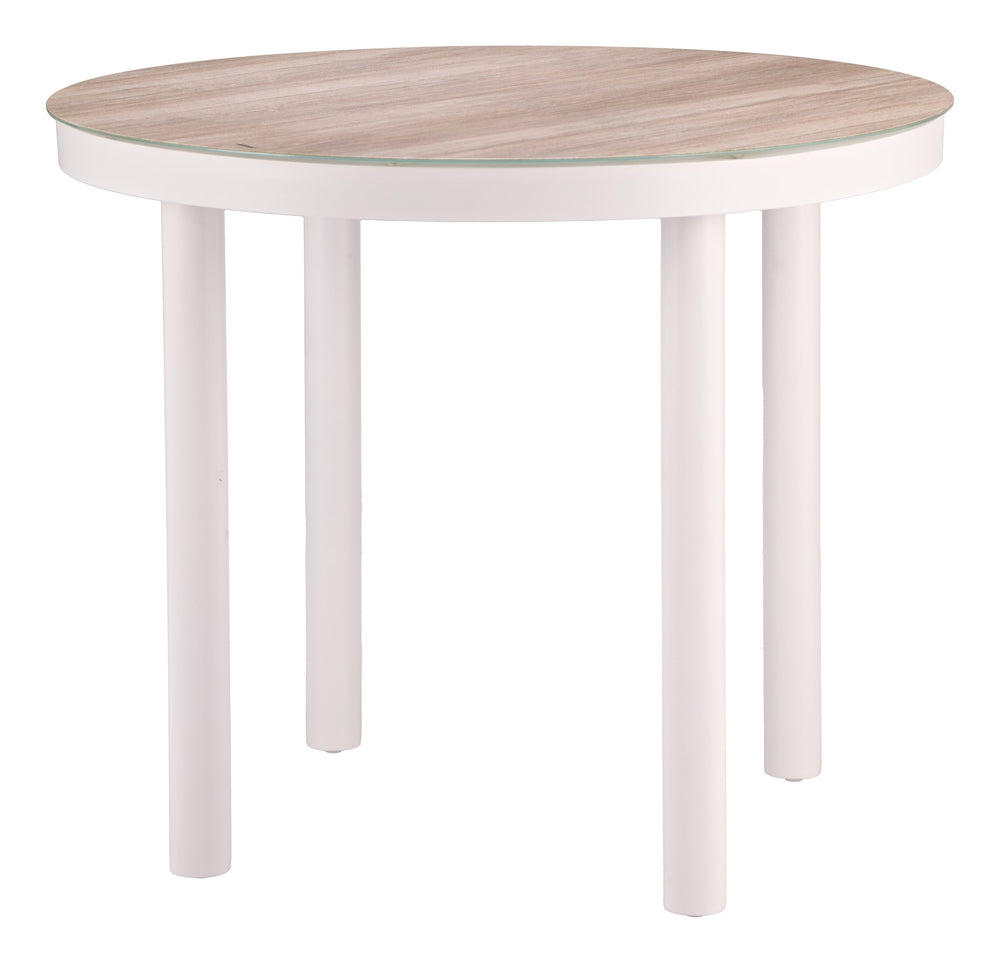Zuo Modern Nimara Round Outdoor Dining Table Seats 4 with Aluminum Frame Faux Wood Top 704219