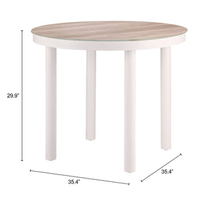 Nimara Round Outdoor Dining Table Seats 4 with Aluminum Frame Faux Wood Top