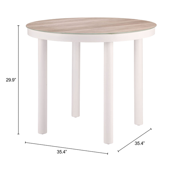Nimara Round Outdoor Dining Table Seats 4 with Aluminum Frame Faux Wood Top