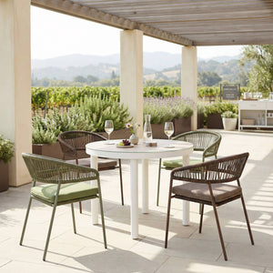 Nimara Round Outdoor Dining Table Seats 4 with Aluminum Frame Faux Wood Top