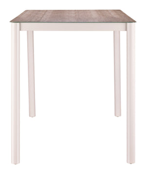 Zuo Modern Dimira Outdoor Bar Table Tempered Glass Top Aluminum Frame Seats 6 Patio Dining 704220