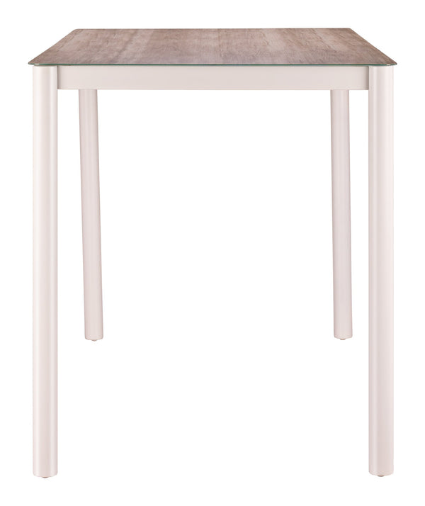 Zuo Modern Dimira Outdoor Bar Table Tempered Glass Top Aluminum Frame Seats 6 Patio Dining 704220