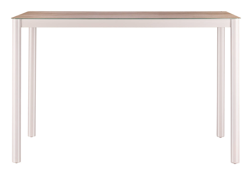 Zuo Modern Dimira Outdoor Bar Table Tempered Glass Top Aluminum Frame Seats 6 Patio Dining 704220