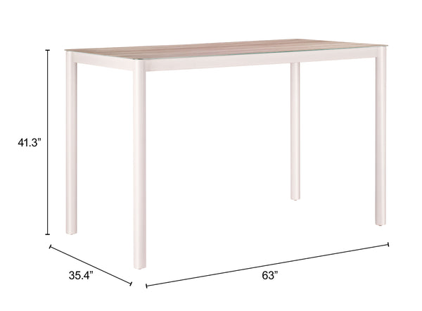 Dimira Outdoor Bar Table Tempered Glass Top Aluminum Frame Seats 6 Patio Dining