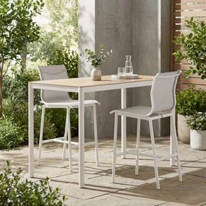Dimira Outdoor Bar Table Tempered Glass Top Aluminum Frame Seats 6 Patio Dining
