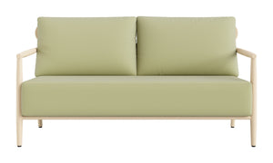 Sora Art Deco Outdoor Loveseat Weatherproof Aluminum Frame Washable Cushions Patio