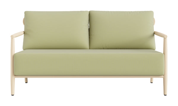 Sora Art Deco Outdoor Loveseat Weatherproof Aluminum Frame Washable Cushions Patio