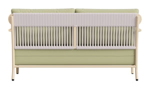 Sora Art Deco Outdoor Loveseat Weatherproof Aluminum Frame Washable Cushions Patio