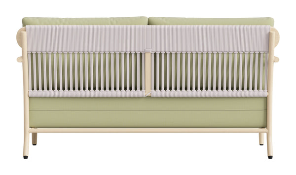 Sora Art Deco Outdoor Loveseat Weatherproof Aluminum Frame Washable Cushions Patio