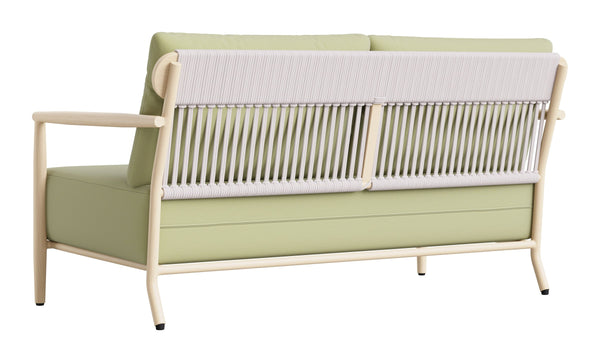 Sora Art Deco Outdoor Loveseat Weatherproof Aluminum Frame Washable Cushions Patio