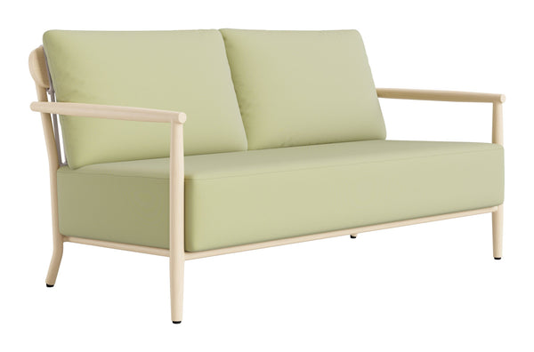 Sora Art Deco Outdoor Loveseat Weatherproof Aluminum Frame Washable Cushions Patio