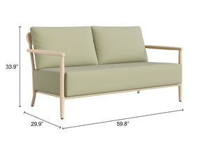 Sora Art Deco Outdoor Loveseat Weatherproof Aluminum Frame Washable Cushions Patio