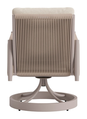 Rivan Swivel Outdoor Dining Chair Aluminum Frame Glam Beige Upholstered Seat