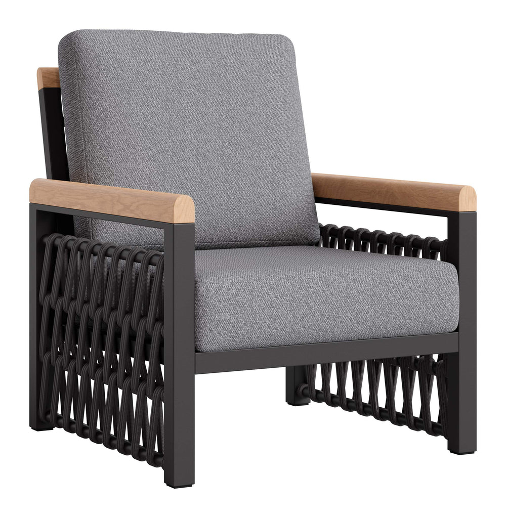 Zuo Modern Naru Glam Accent Chair Powder Coated Aluminum Frame Outdoor Polyester Cushion Lounge 704225