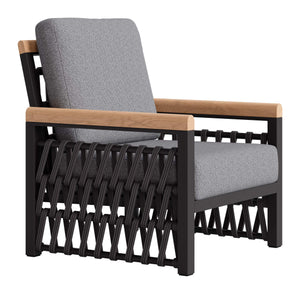 Naru Glam Accent Chair Powder Coated Aluminum Frame Outdoor Polyester Cushion Lounge