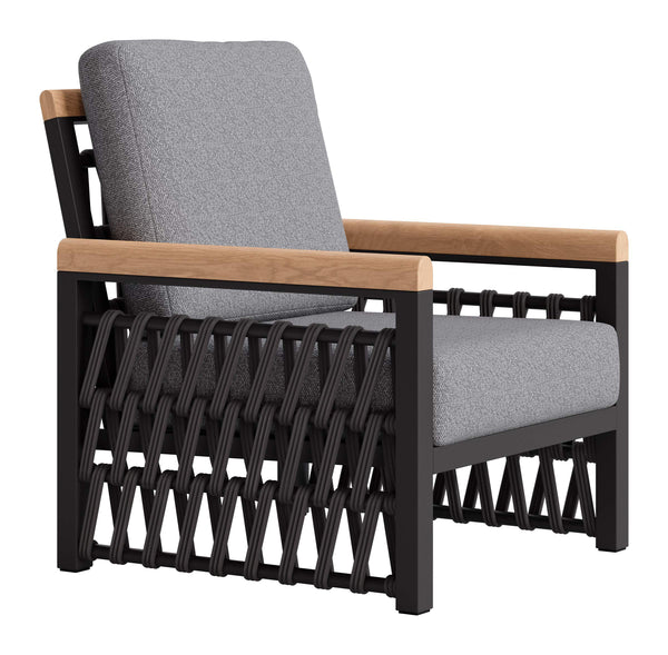 Naru Glam Accent Chair Powder Coated Aluminum Frame Outdoor Polyester Cushion Lounge