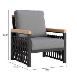 Naru Glam Accent Chair Powder Coated Aluminum Frame Outdoor Polyester Cushion Lounge