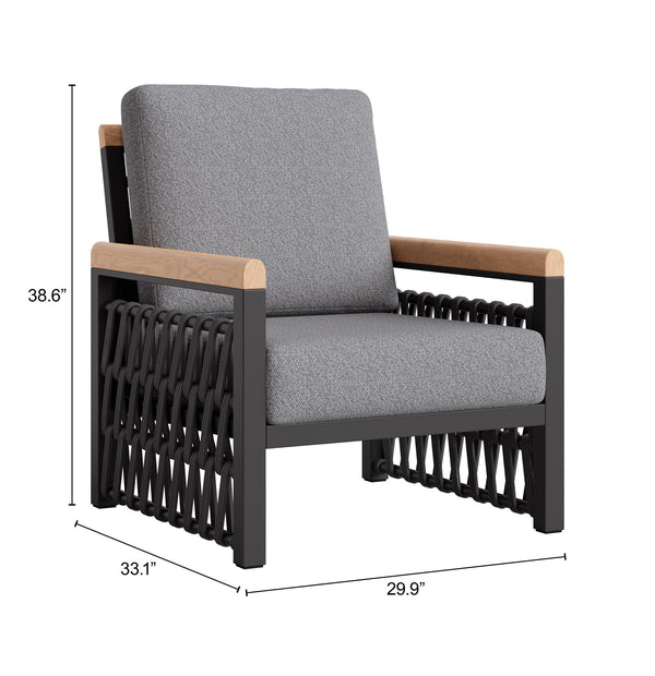 Naru Glam Accent Chair Powder Coated Aluminum Frame Outdoor Polyester Cushion Lounge