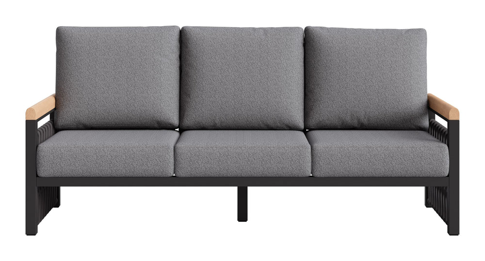 Zuo Modern Naru Outdoor Sofa Aluminum Frame 3 Seat Patio Lounge with Fade Resistant Cushions 704226