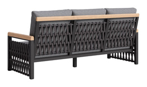 Naru Outdoor Sofa Aluminum Frame 3 Seat Patio Lounge with Fade Resistant Cushions