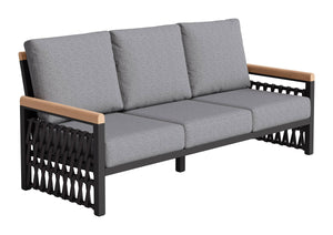 Naru Outdoor Sofa Aluminum Frame 3 Seat Patio Lounge with Fade Resistant Cushions