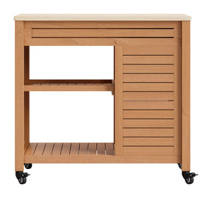 Valtan Outdoor Bar Cart Acacia Wood Concrete Top Deco Glam Patio Serving Station