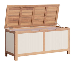 Valtan Outdoor Acacia Wood Storage Chest Bench with Soft Close Lid 65 Gallon