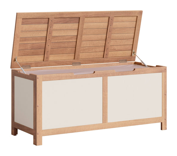 Valtan Outdoor Acacia Wood Storage Chest Bench with Soft Close Lid 65 Gallon