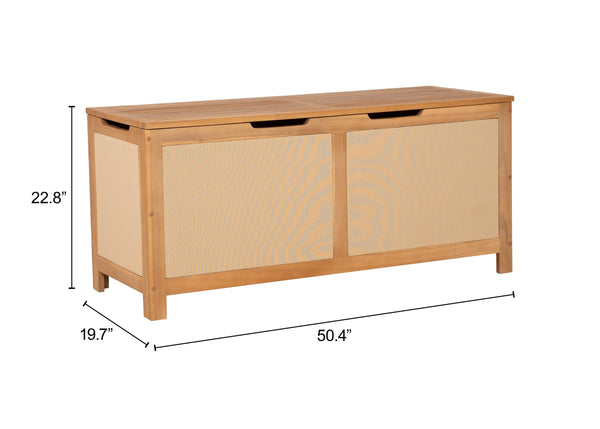 Valtan Outdoor Acacia Wood Storage Chest Bench with Soft Close Lid 65 Gallon