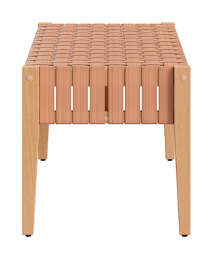 Mizuya Outdoor Acacia Wood Bench with Rattan Weave for Patio or Terrace Seating