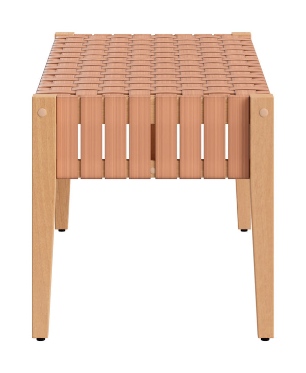 Mizuya Outdoor Acacia Wood Bench with Rattan Weave for Patio or Terrace Seating