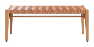 Mizuya Outdoor Acacia Wood Bench with Rattan Weave for Patio or Terrace Seating