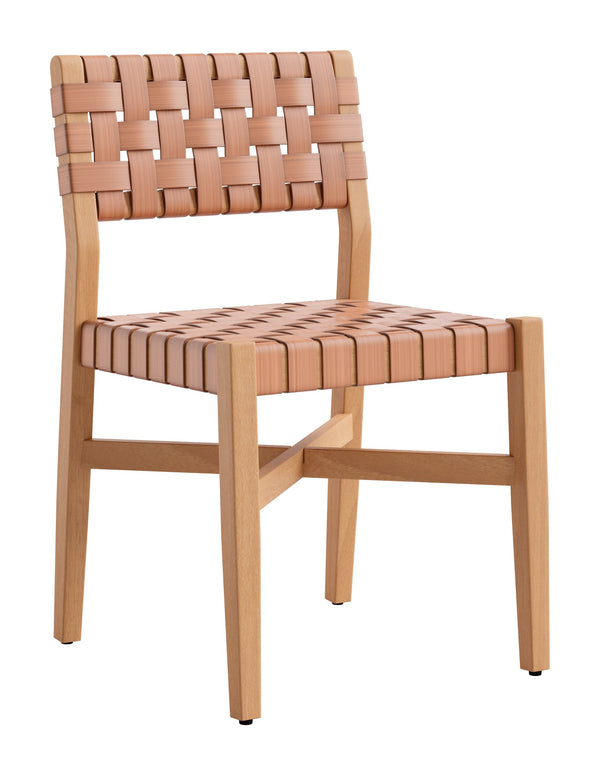 Mizuya Acacia Wood Rattan Dining Chair Glam Style for Indoor Outdoor Patio Entertaining