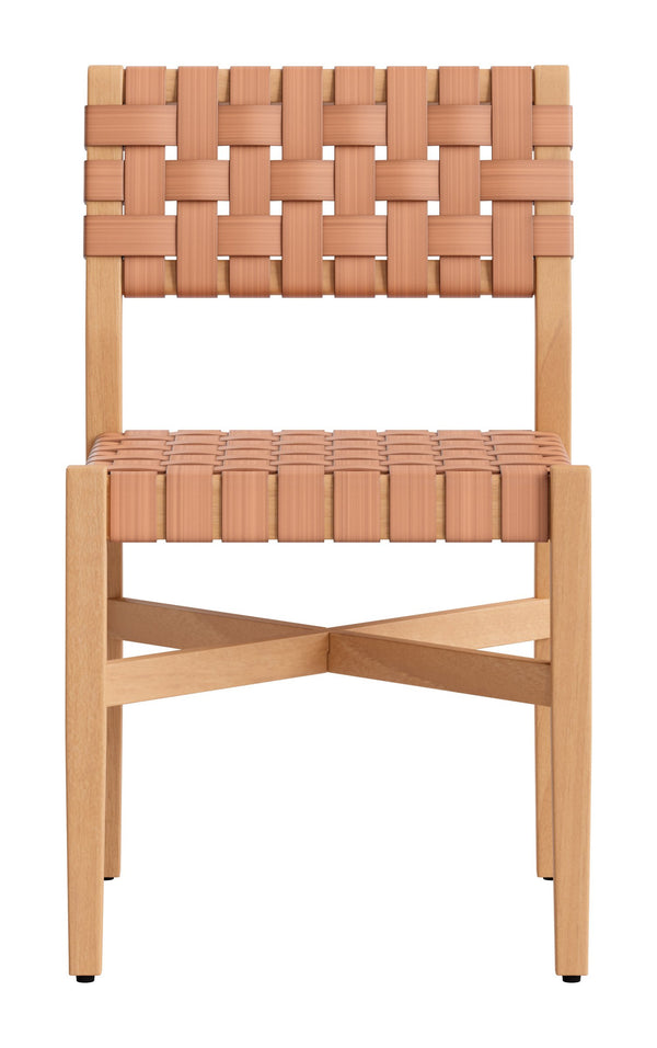 Mizuya Acacia Wood Rattan Dining Chair Glam Style for Indoor Outdoor Patio Entertaining