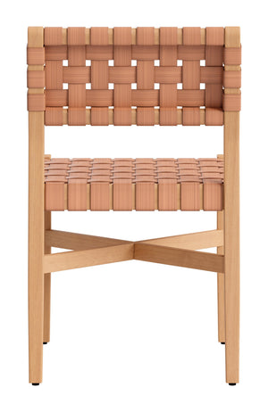 Mizuya Acacia Wood Rattan Dining Chair Glam Style for Indoor Outdoor Patio Entertaining
