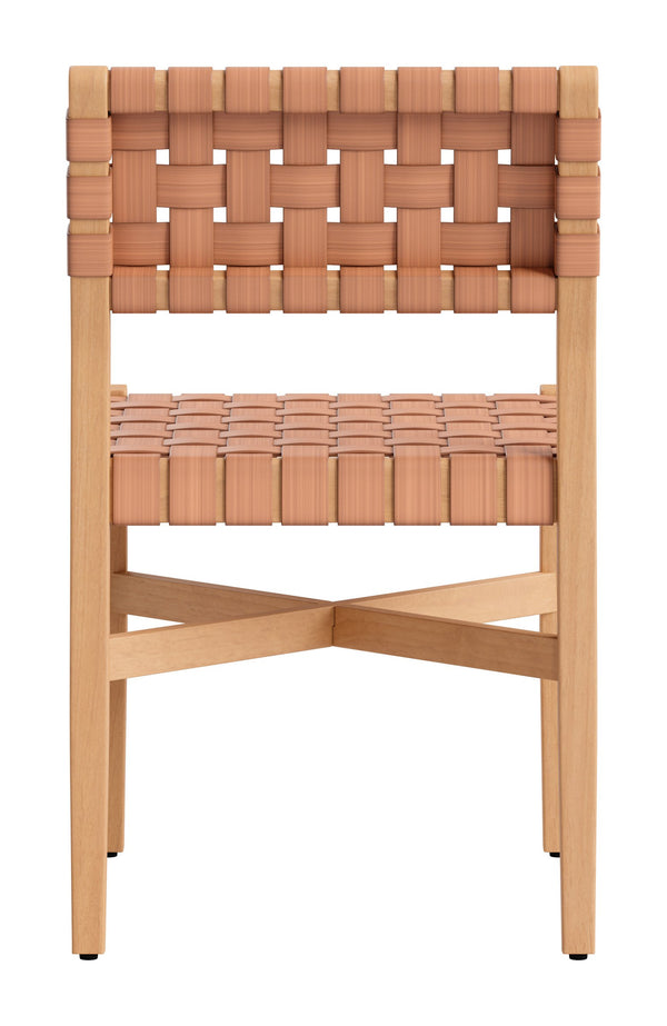 Mizuya Acacia Wood Rattan Dining Chair Glam Style for Indoor Outdoor Patio Entertaining