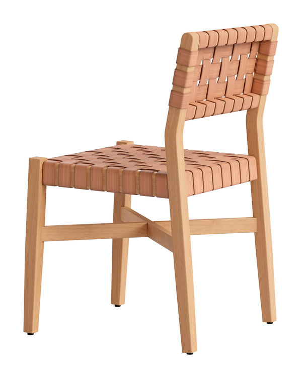 Mizuya Acacia Wood Rattan Dining Chair Glam Style for Indoor Outdoor Patio Entertaining