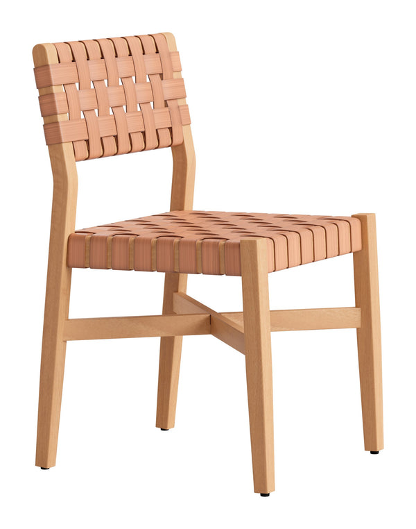 Mizuya Acacia Wood Rattan Dining Chair Glam Style for Indoor Outdoor Patio Entertaining