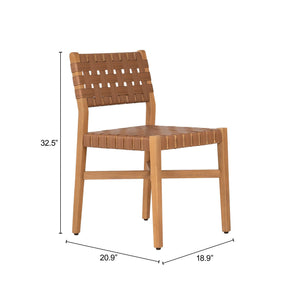 Mizuya Acacia Wood Rattan Dining Chair Glam Style for Indoor Outdoor Patio Entertaining