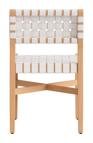 Mizuya Acacia Wood Rattan Dining Chair Glam Style for Indoor Outdoor Patio Entertaining