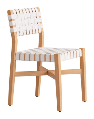 Mizuya Acacia Wood Rattan Dining Chair Glam Style for Indoor Outdoor Patio Entertaining