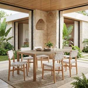 Mizuya Acacia Wood Rattan Dining Chair Glam Style for Indoor Outdoor Patio Entertaining