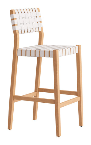 Mizuya Acacia Wood Rattan Barstool Stylish Outdoor Patio or Indoor Bar Seating Glam Deco