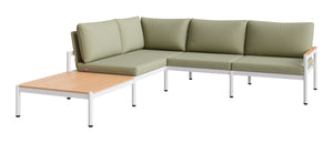 Zuo Modern Lychee Outdoor Modular Sectional Acacia Accents Aluminum Frame Patio Lounge Set 704234