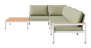 Lychee Outdoor Modular Sectional Acacia Accents Aluminum Frame Patio Lounge Set