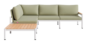 Lychee Outdoor Modular Sectional Acacia Accents Aluminum Frame Patio Lounge Set