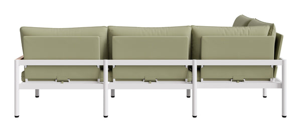 Lychee Outdoor Modular Sectional Acacia Accents Aluminum Frame Patio Lounge Set